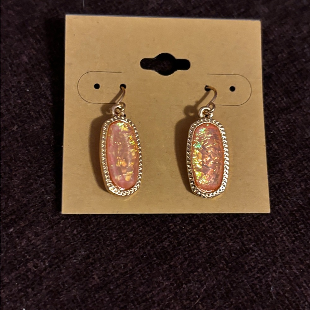 Gold and Pink Dangle Earrings. Costume jewelry for every day wear